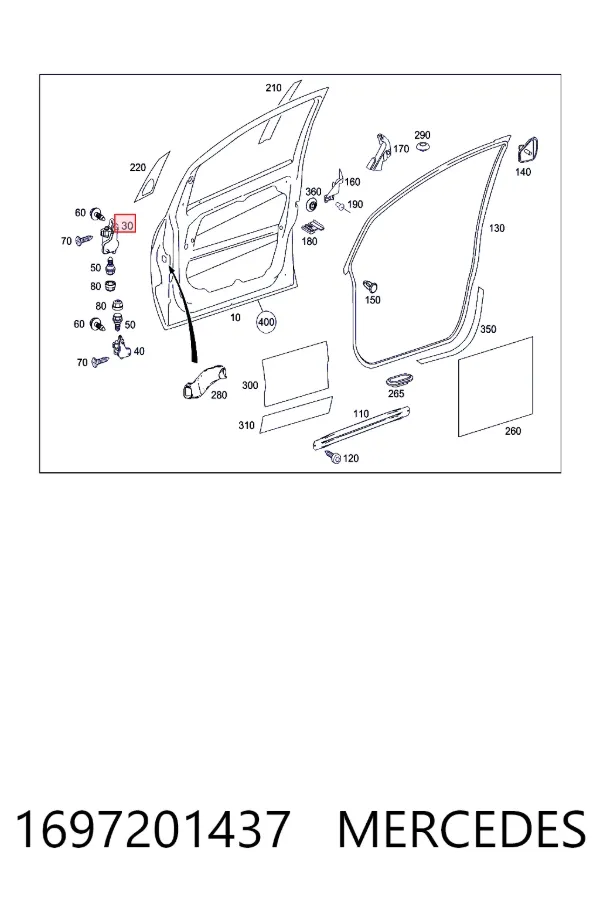 A1697201437 Mercedes Завеса двери передней правой