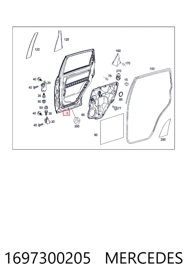 Дверь задняя правая 1697300205 Mercedes
