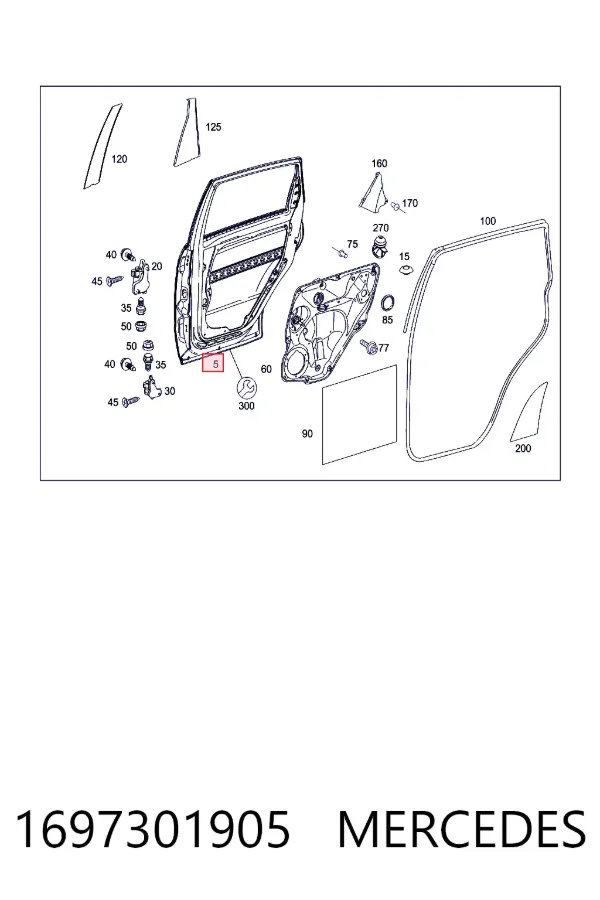 A1697301905 Mercedes Дверь пассажирская задняя левая