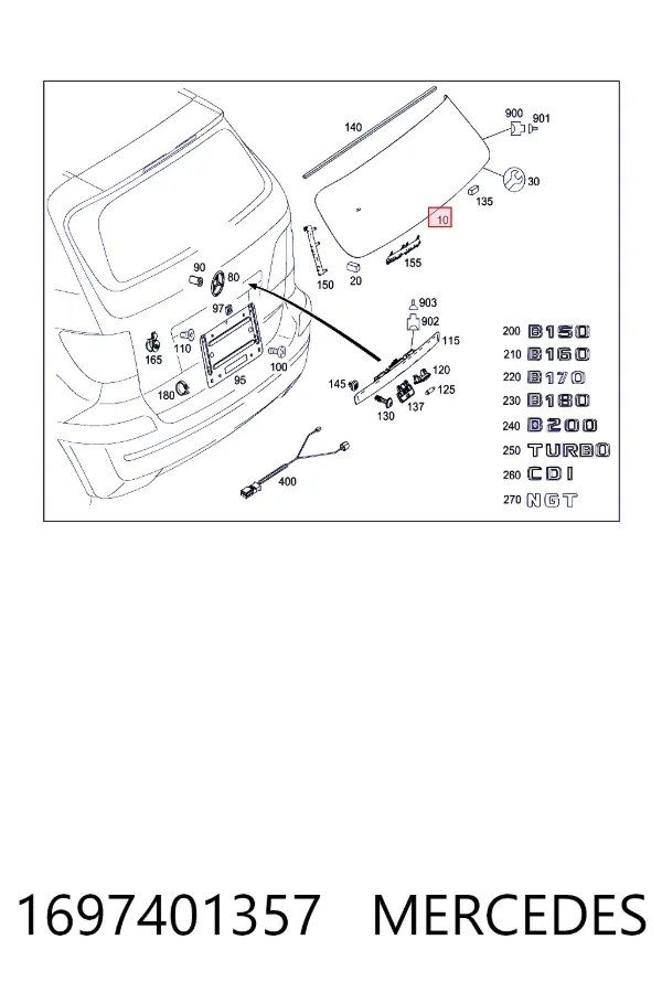 A1697401357 Mercedes Стекло двери задка
