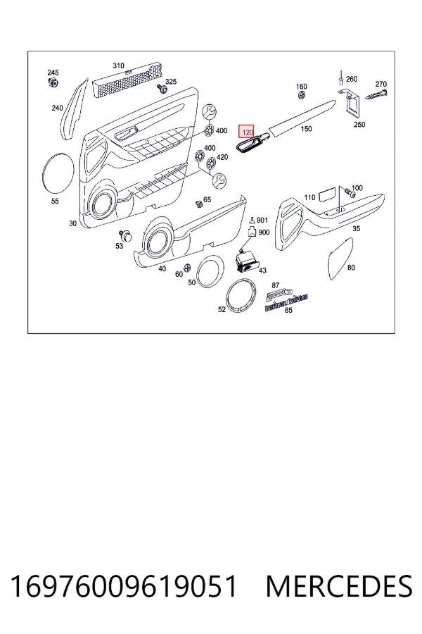 A1697600961 Mercedes Ручка двери левой внутренняя передняя/задняя