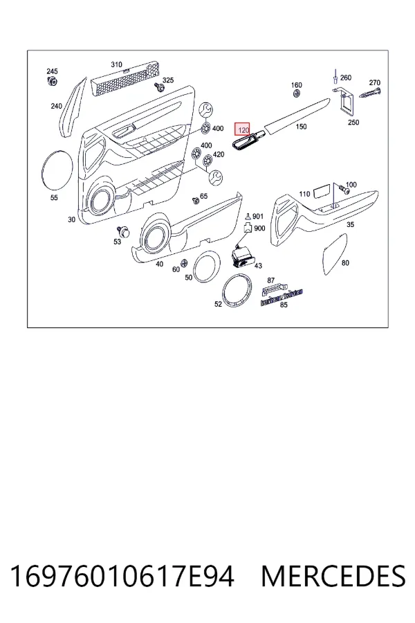 Ручка правой двери наружная Mercedes A1697601061 цена, от 14.18 USD