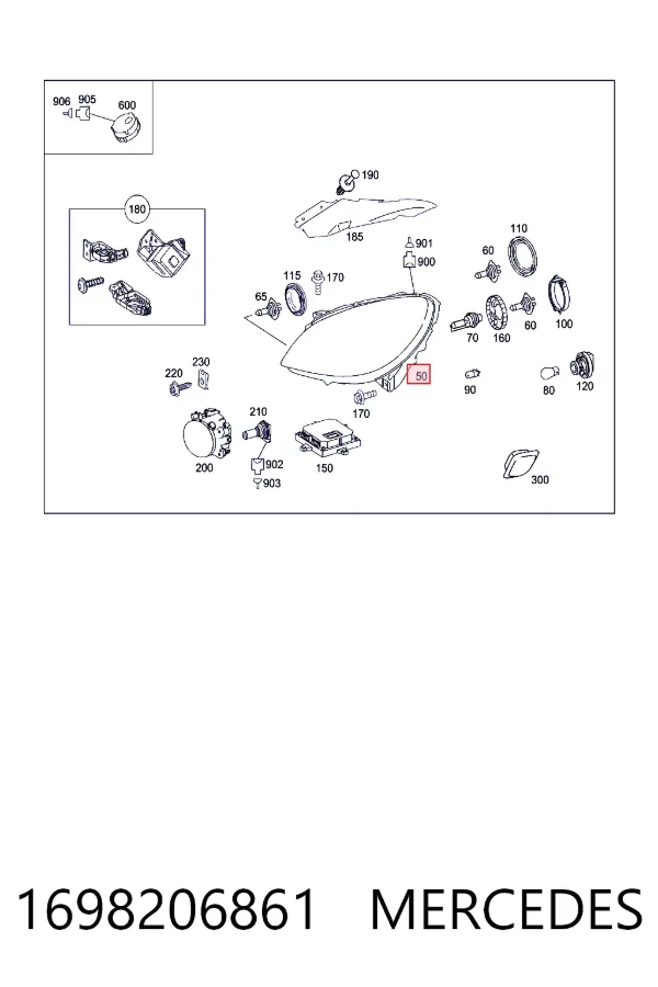 Правая блок фара Mercedes A1698206861 цена, от 310.11 USD