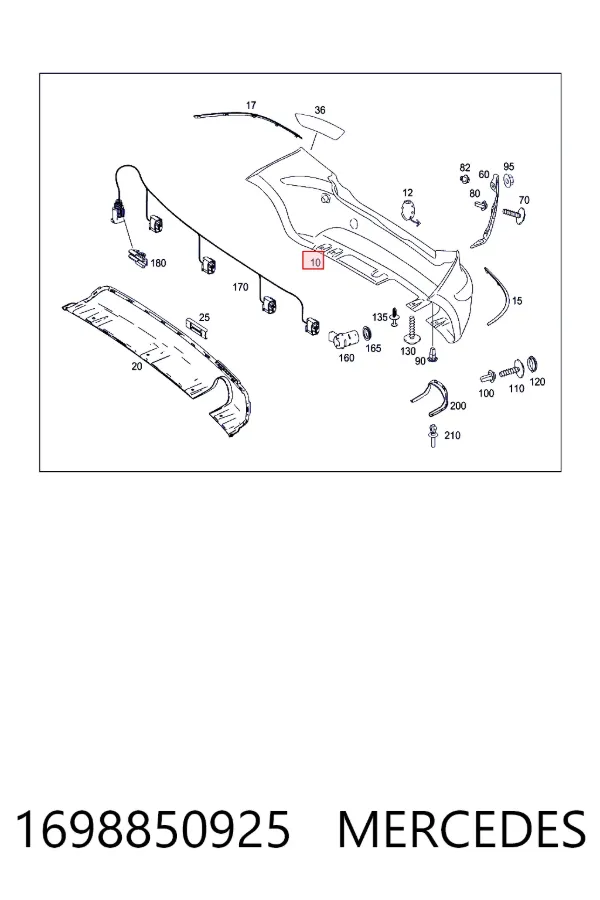 Бампер задний Mercedes A1698850925 цена, от 57.58 USD