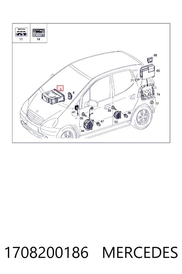 Купить A1708200186 Mercedes Заводская магнитола