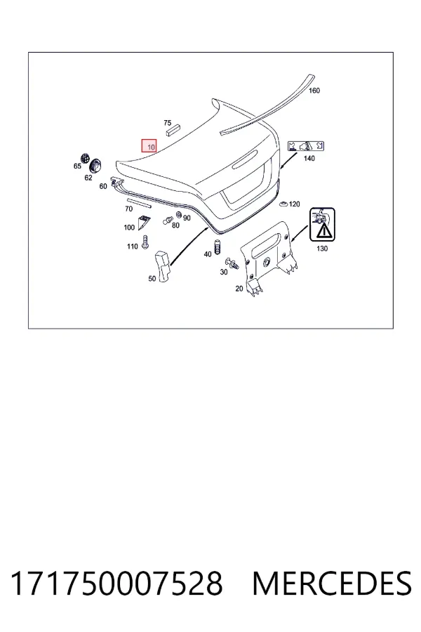 Купить A1717500075 Mercedes Крышка багажника