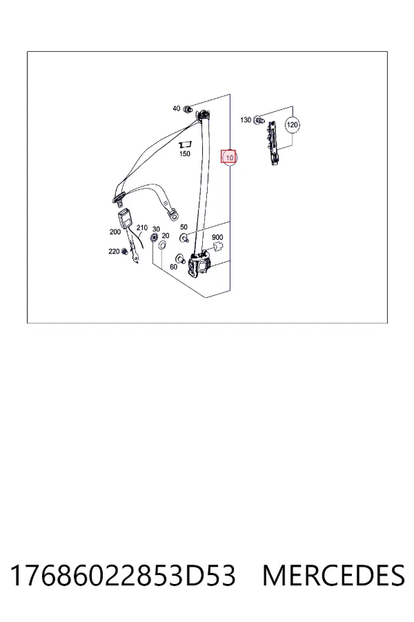Ремень безопасности передний правый Mercedes A17686022853D53 цена, от 625.75 USD