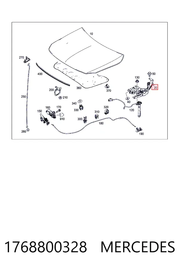 Купить A1768800328 Mercedes Завеса капота левая