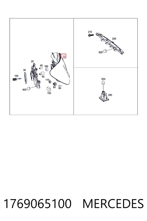 Купить A1769065100 Mercedes Задняя правая фара