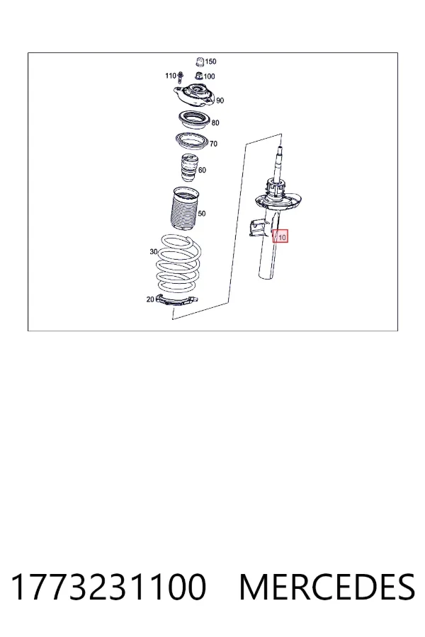 Купить A1773231100 Mercedes Амортизатор подвески передний левый