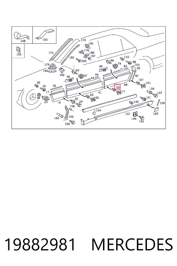 Купить A0019882981 Mercedes Пистон крепления подкрылок
