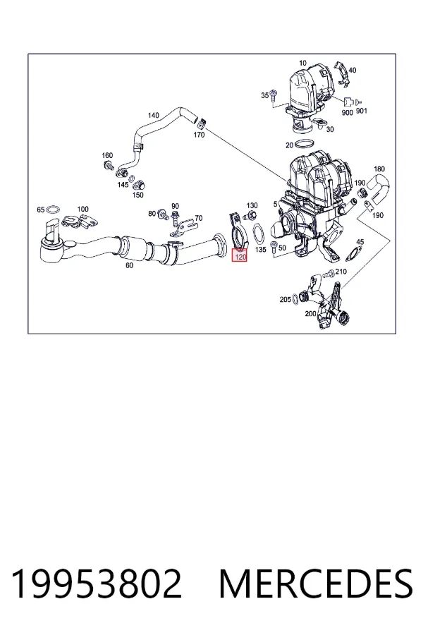 Купить A0019953802 Mercedes Монтажные элементы передние выпускной системы