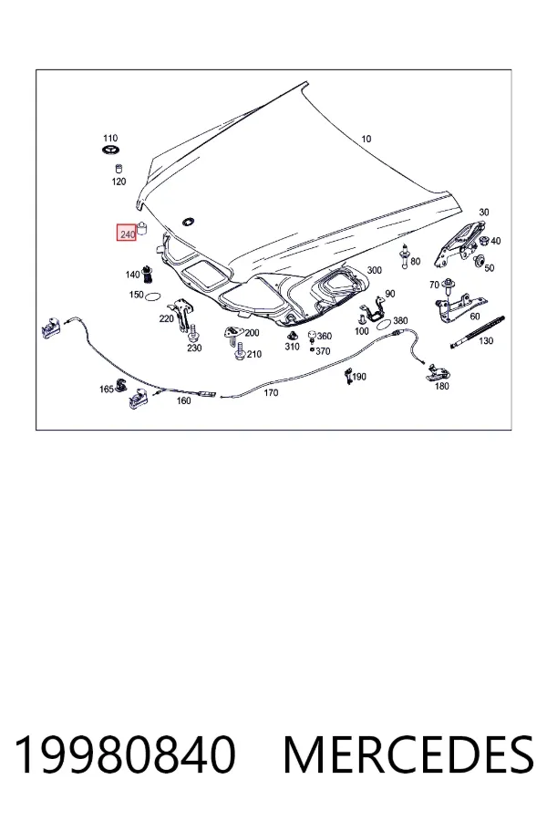 Купить A0019980840 Mercedes Буфер (отбойник) капота