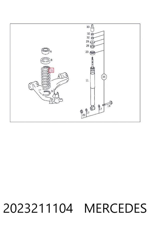 A2023211104 Mercedes Пружина передней подвески
