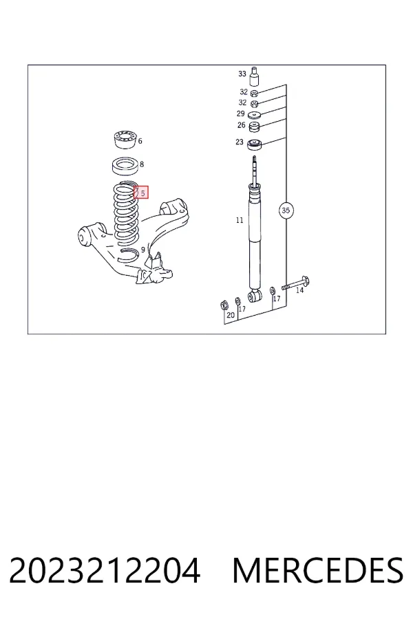 Пружина амортизатора передняя Mercedes A2023212204 цена, от 18.42 USD