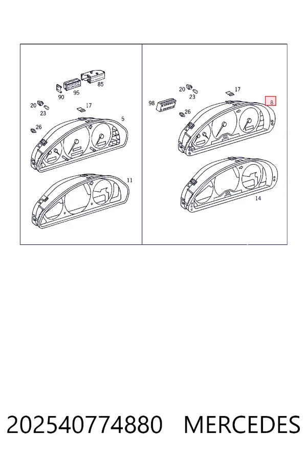 Купить A2025407748 Mercedes Панель приборов