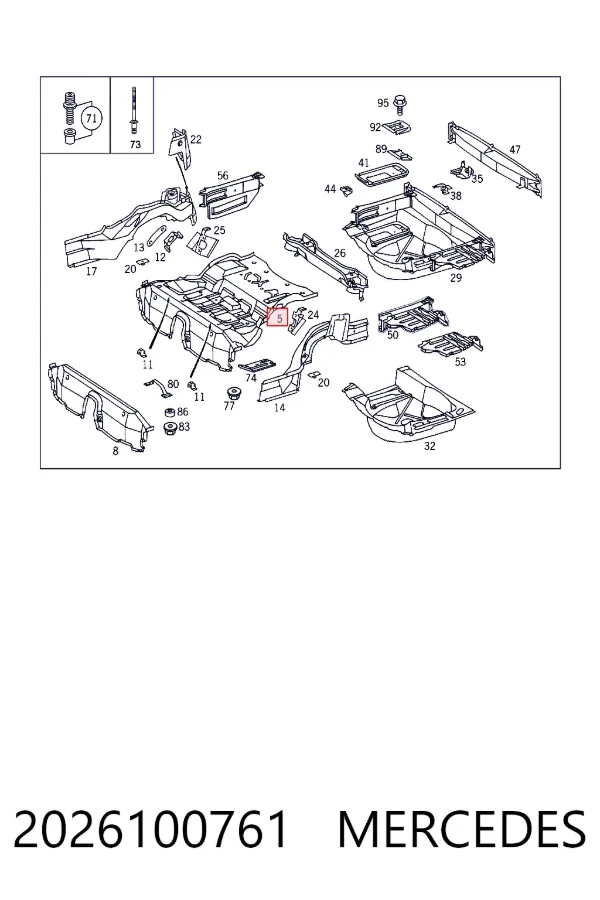 Основание кабины (пол кузова) Mercedes A2026100761 цена, от 189.96 USD