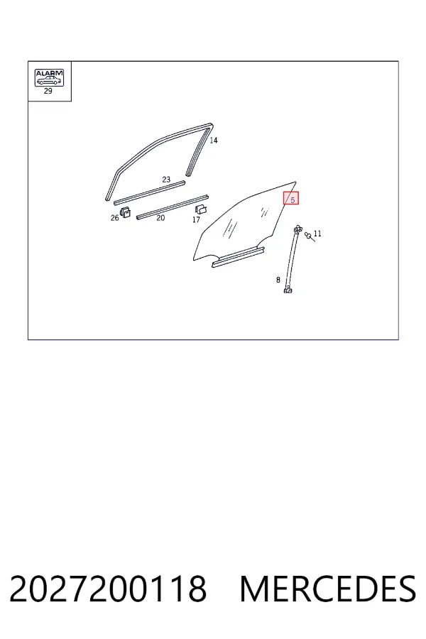 A2027200118 Mercedes Стекло двери передней левой