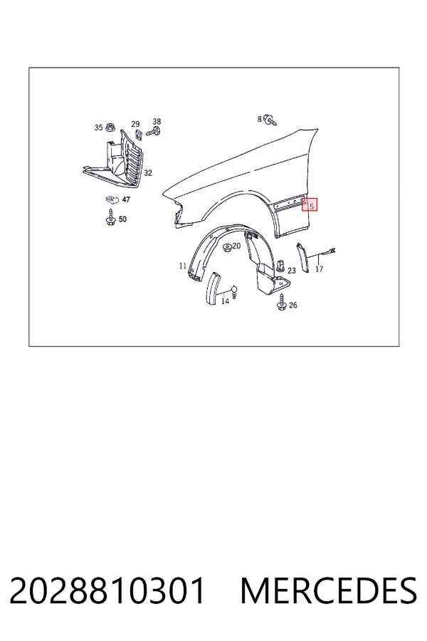 Крыло левое Mercedes A2028810301
