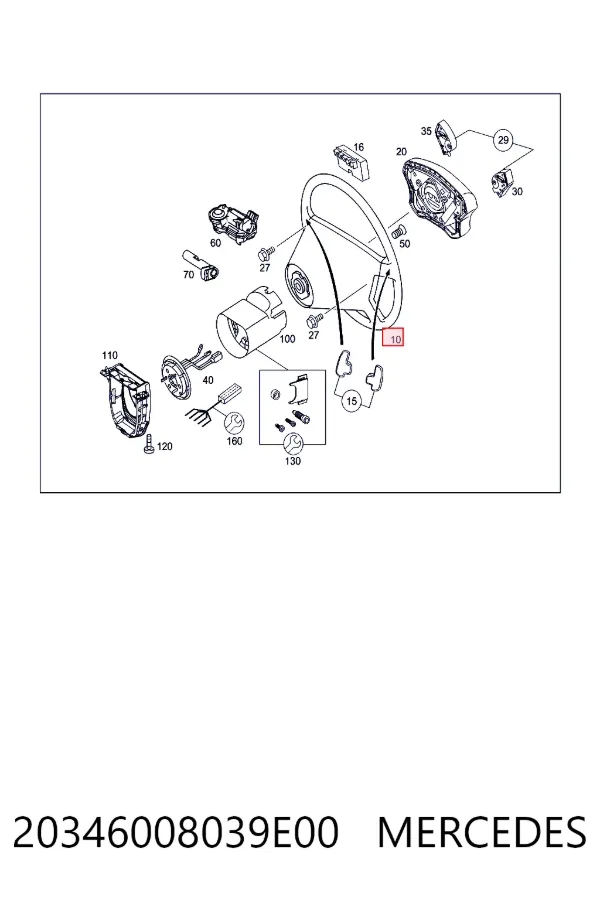 Руль Mercedes A20346008039E00 цена, от 63.35 USD