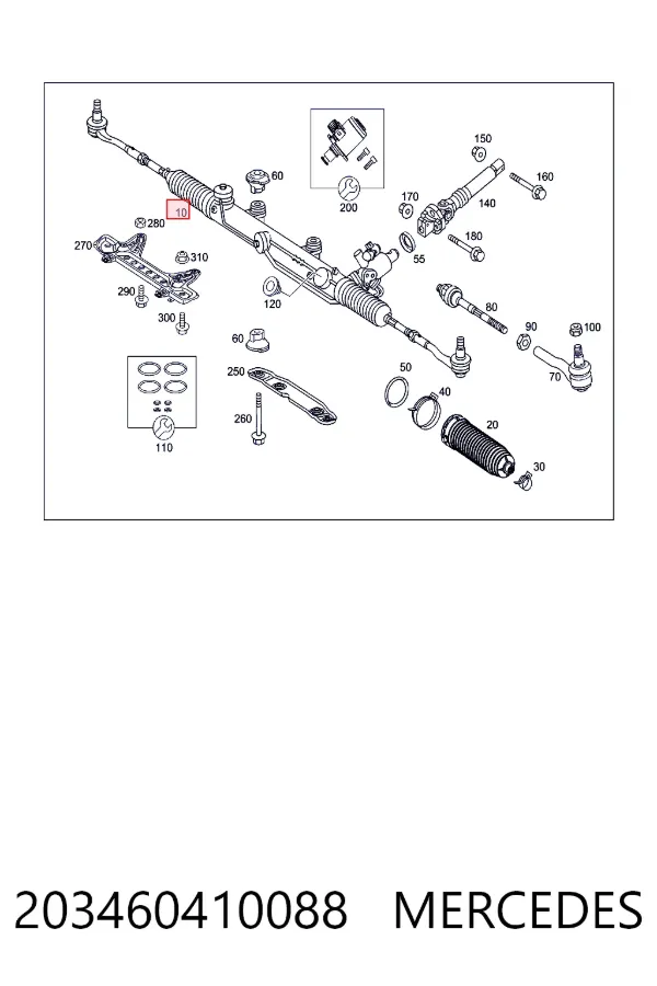 Рейка рулевая Mercedes A2034604100