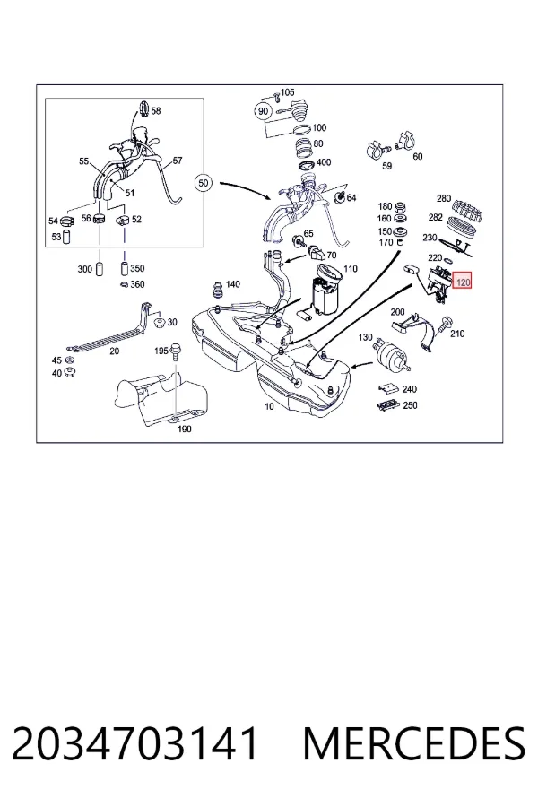 Датчик бензобака Mercedes A2034703141