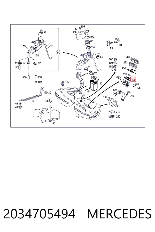 Купить A2034705494 Mercedes Датчик указателя уровня топлива