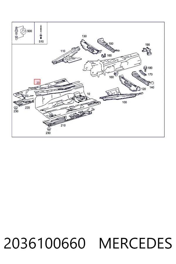 Купить A2036100660 Mercedes Днище кузова