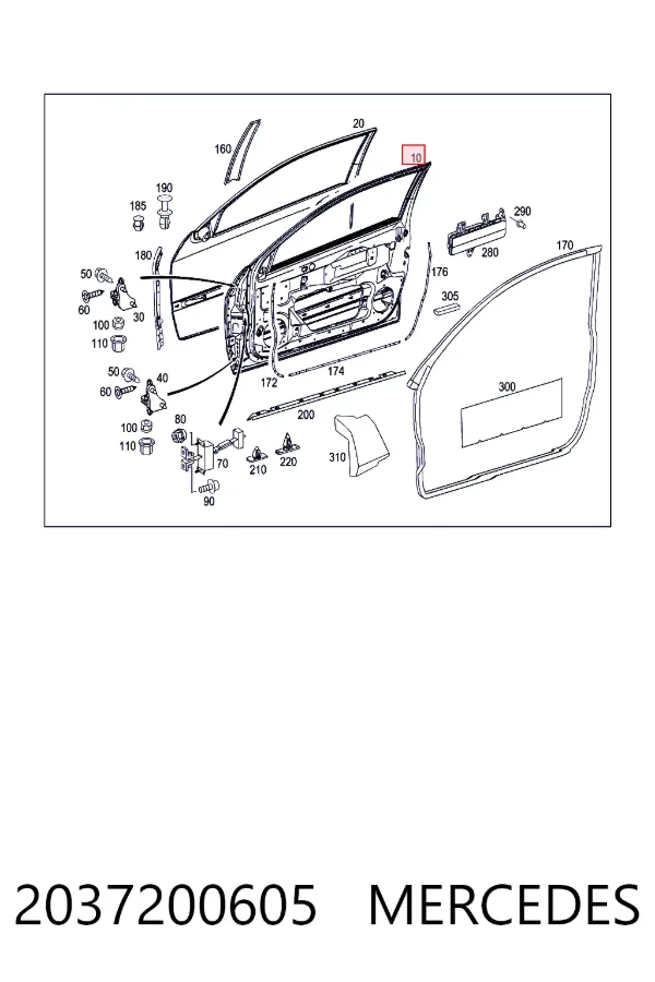 Дверь передняя правая A2037200605 Mercedes