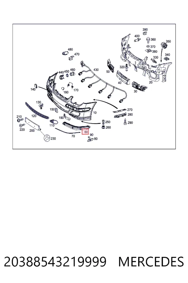 A2038854321 Mercedes Молдинг бампера переднего левый