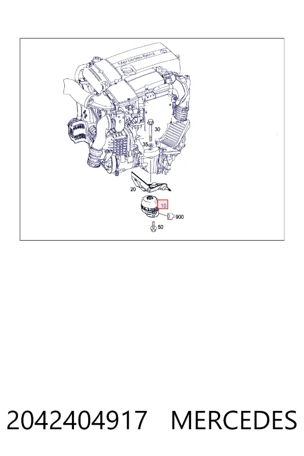 Правая подушка двигателя A2042404917 Mercedes