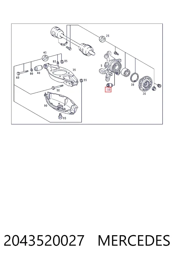 Купить A2043520027 Mercedes Сайлентблок цапфы задней