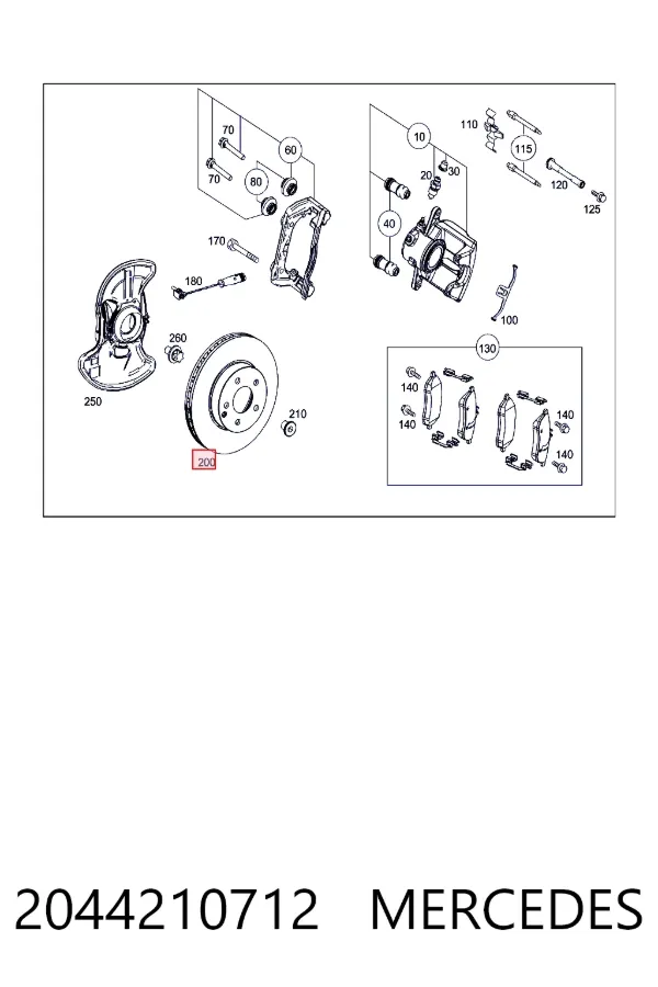 Тормоз дисковый передний Mercedes A2044210712 цена, от 30.66 USD