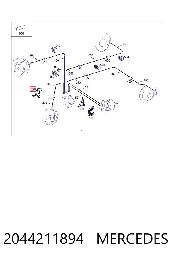 Скоба тормозной трубки Mercedes A2044211894 цена, от 10.27 USD