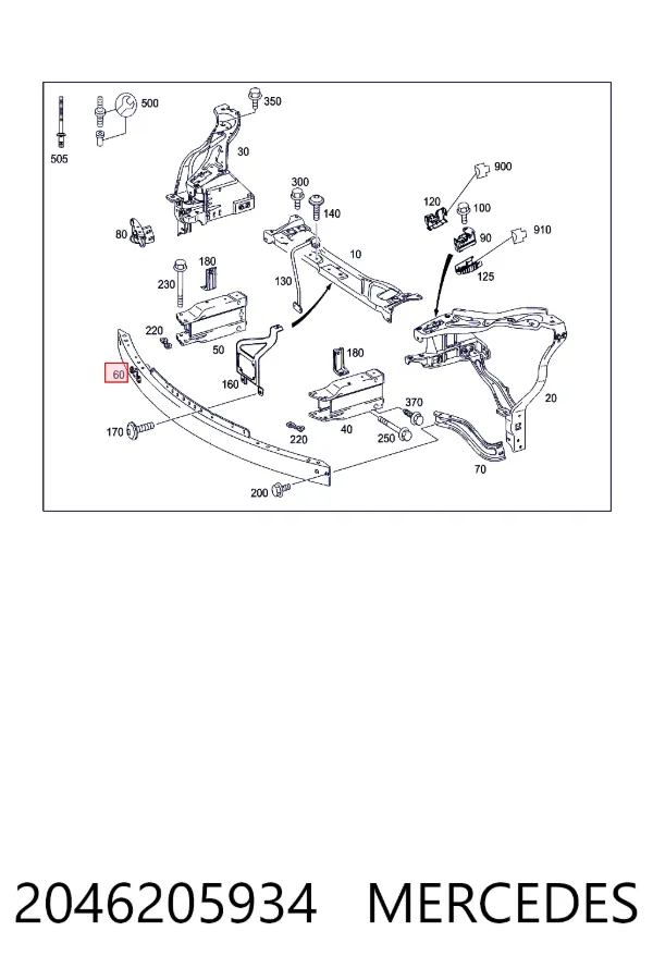 Шина бампера переднего Mercedes A2046205934 цена, от 84.40 USD