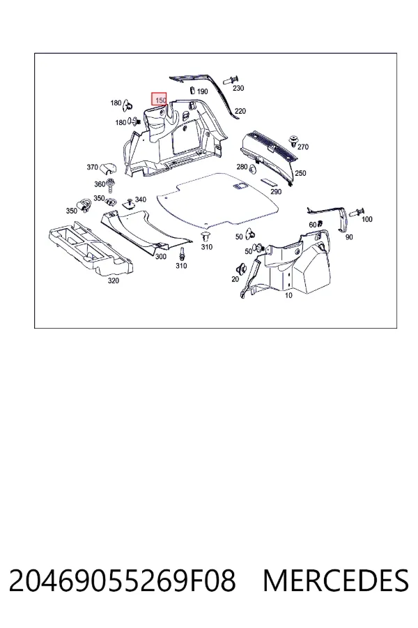Облицовка багажного отсека правая Mercedes A20469055269F08 цена, от 19.00 USD