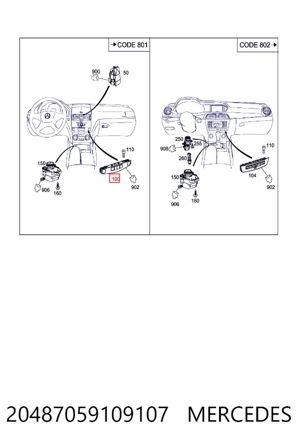 Блок кнопок центральной консоли Mercedes A2048705910 цена, от 14.39 USD