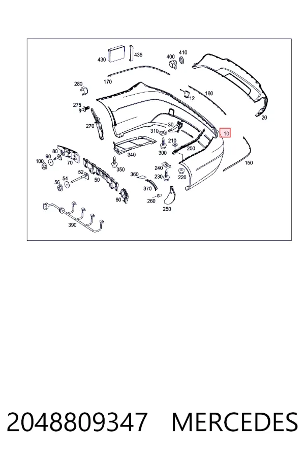 Бампер задний Mercedes A2048809347 цена, от 135.91 USD