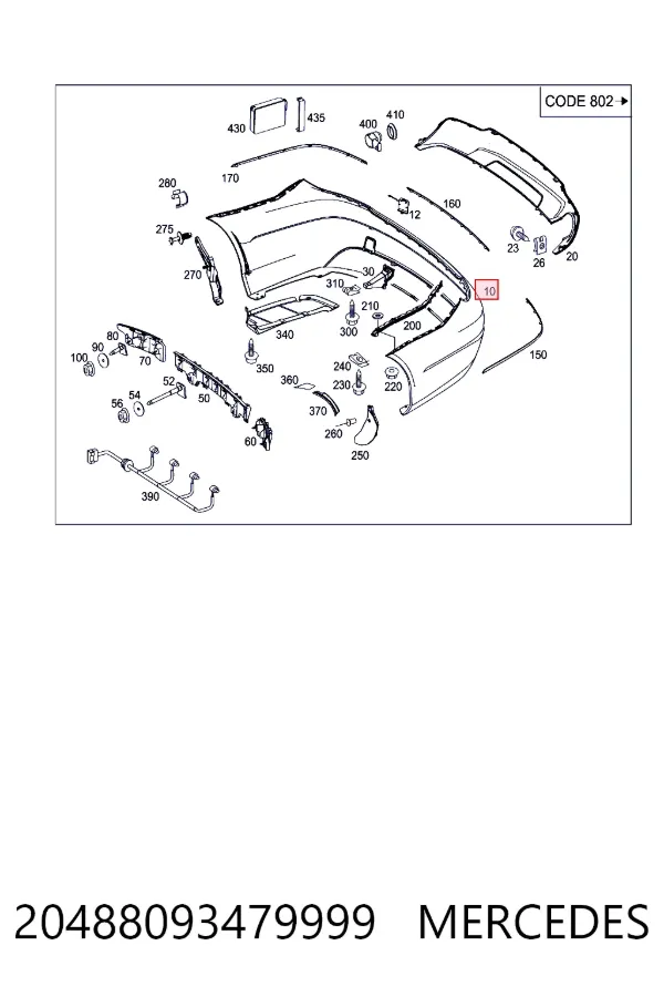 Купить A2048809347 Mercedes Задний бампер