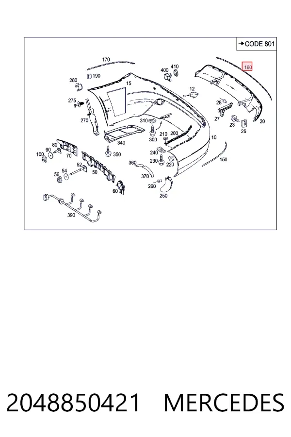Молдинг бампера заднего центральный Mercedes A2048850421 цена, от 20.51 USD