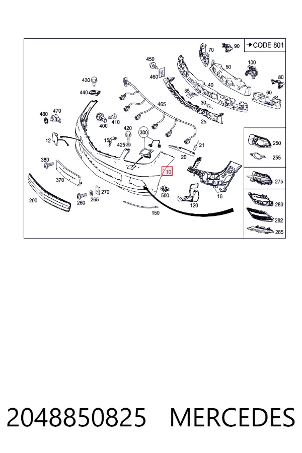 Бампер передний Mercedes A2048850825