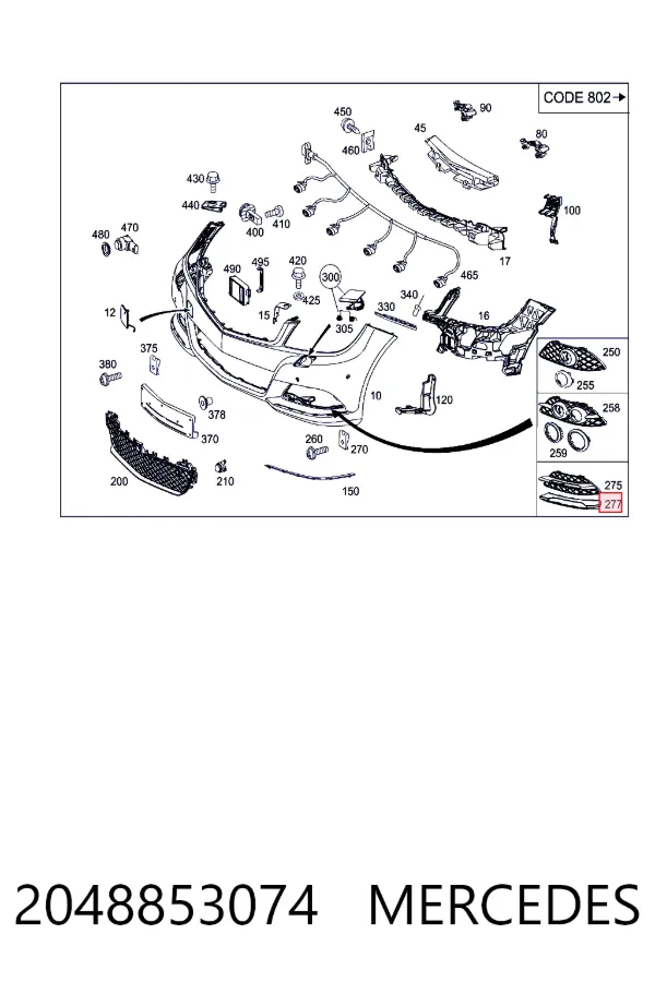 Ободок (окантовка) фары противотуманной правой Mercedes A2048853074 цена, от 17.17 USD