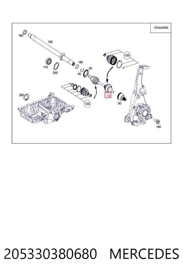 Привод передний правый Mercedes A2053303806 цена, от 73.15 USD