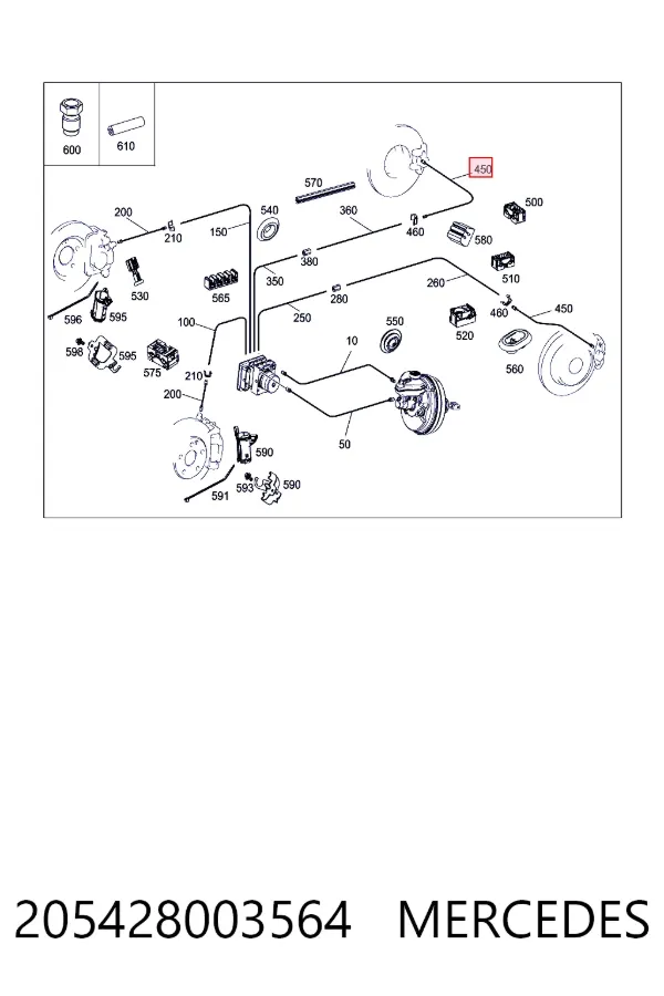 Тормозной шланг задний Mercedes A2054280035 цена, от 18.59 USD