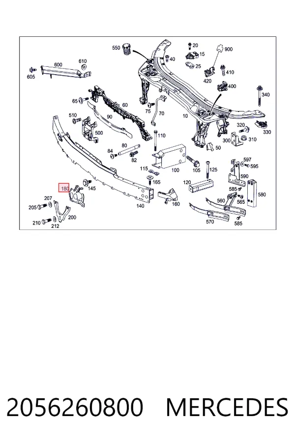 Кронштейн усилителя переднего бампера Mercedes A2056260800 цена, от 26.96 USD