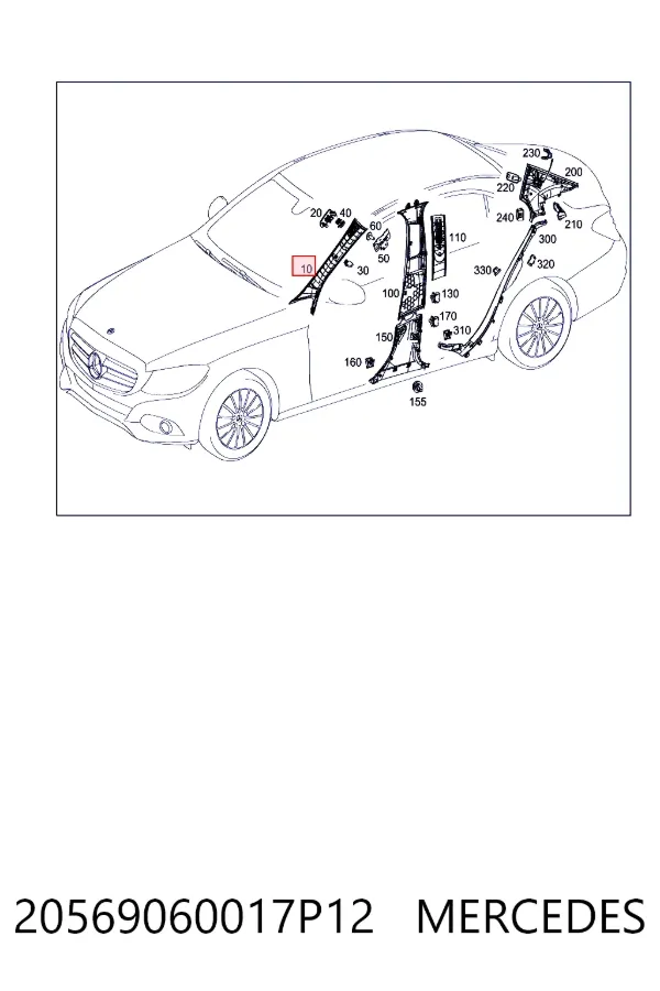 Обшивка стойки кузова внутренняя передняя правая Mercedes A20569060017P12 цена, от 49.41 USD