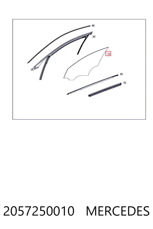 A2057250010 Mercedes Стекло двери передней левой