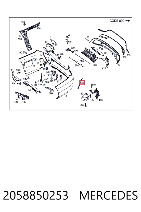 Решетка переднего бампера, левая Mercedes A2058850253 цена, от 36.35 USD