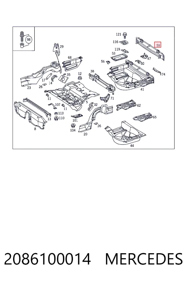 Балка бампера заднего Mercedes A2086100014 цена, от 55.24 USD