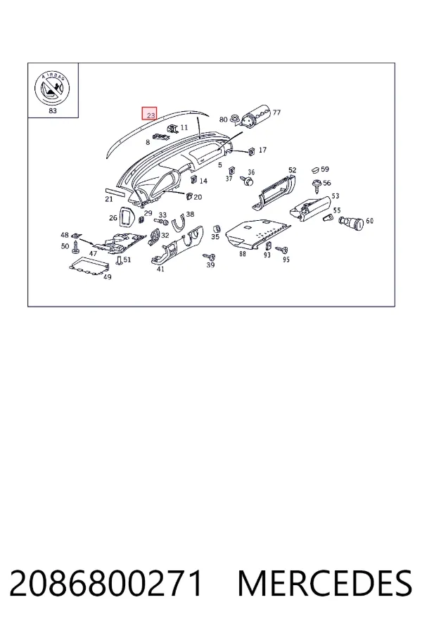 Купить A2086800271 Mercedes Накладка на торпедо